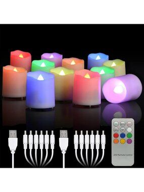 Rechargeable Color Changing LED Tea Lights - Flameless Votive Candles with